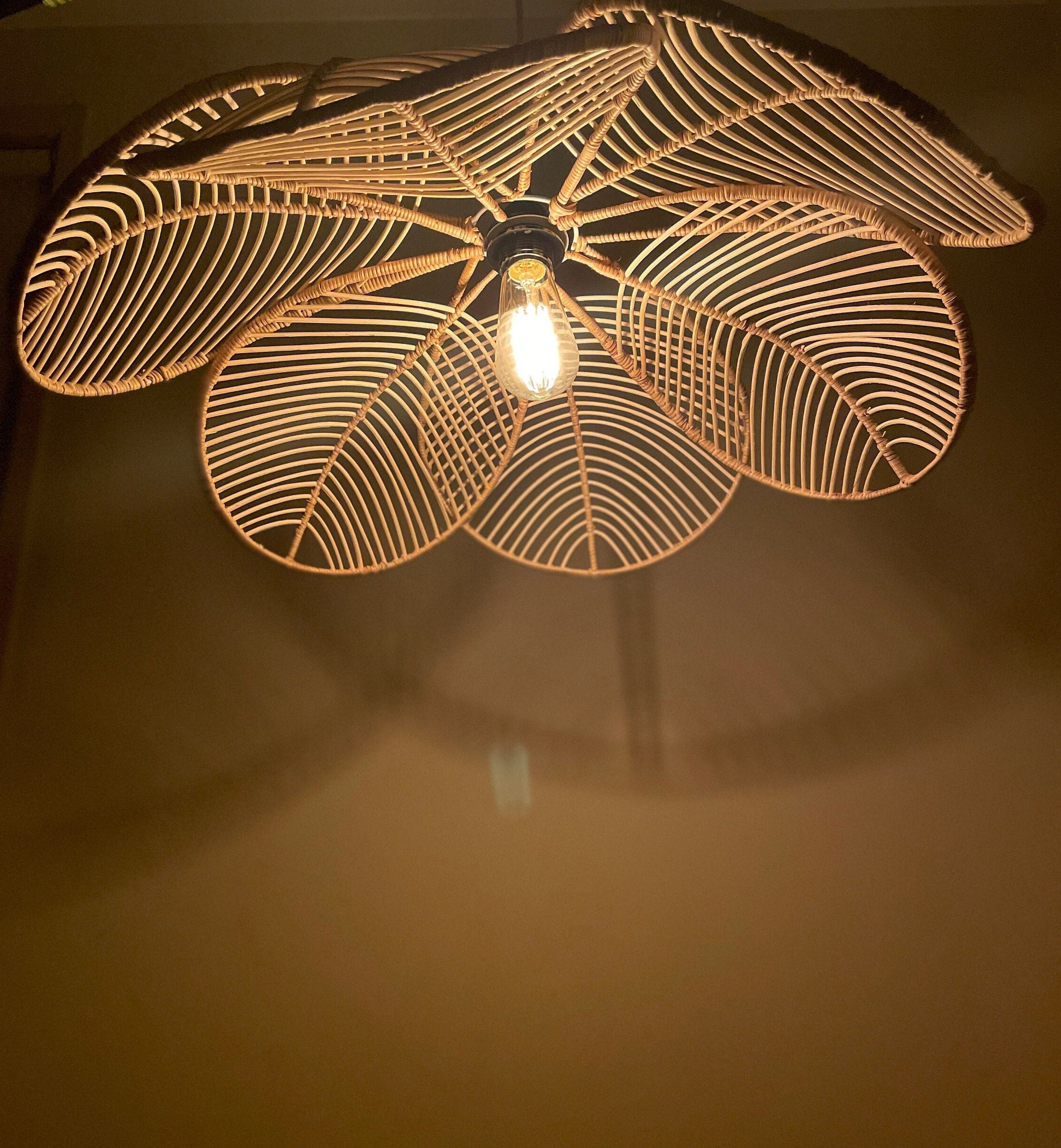 Lotus Flower Rattan Lampshade Handcrafted, Sustainable Eco Friendly Lighting, Pendant Light, Chandelier, Lampshade