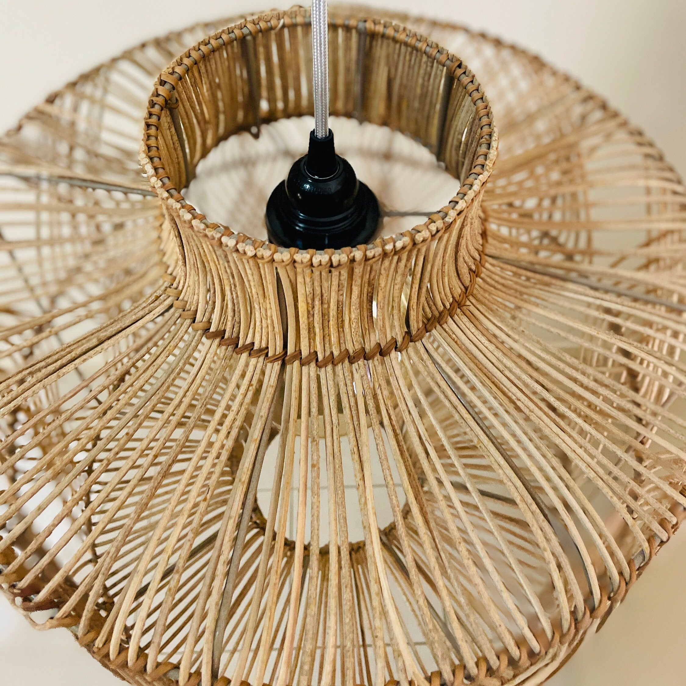 Rattan Lantern Lampshade Handcrafted, Sustainable Eco Friendly Lighting, Pendant Light, Chandelier, Lampshade