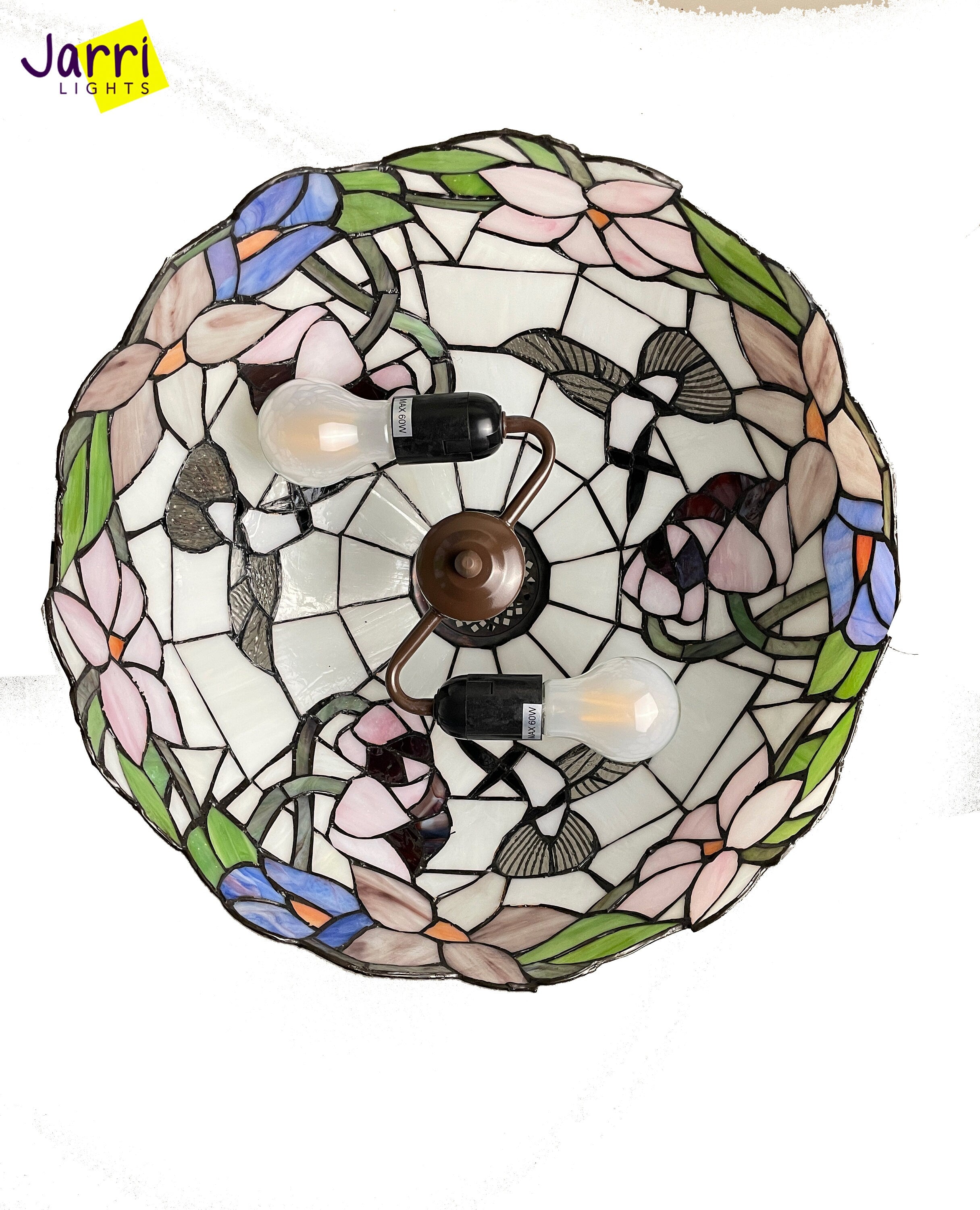 Tiffany Hanging Lamp 16in, Humming Bird Leadglass Stained Glass Crystal Bead Lampshade, Chandelier, Pendant Light, Dining Kitchen Lamp